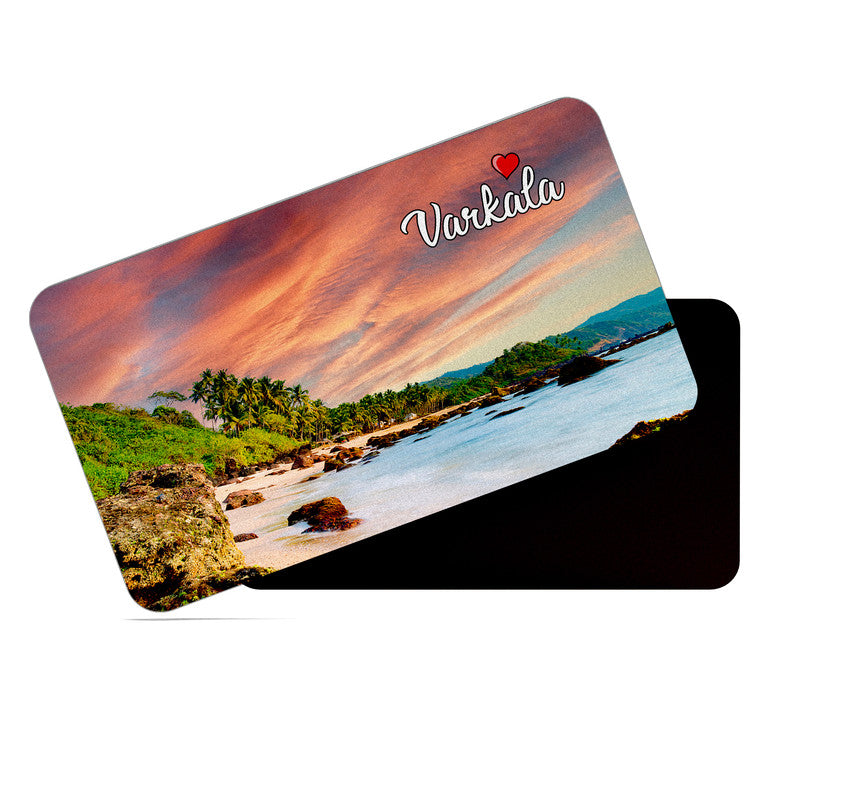 dhcrafts Rectangular Rubber Fridge Magnet / Magnetic Card Multicolor Kerala Varkala Design Pack of 1 (8.6cm x 5.4cm)